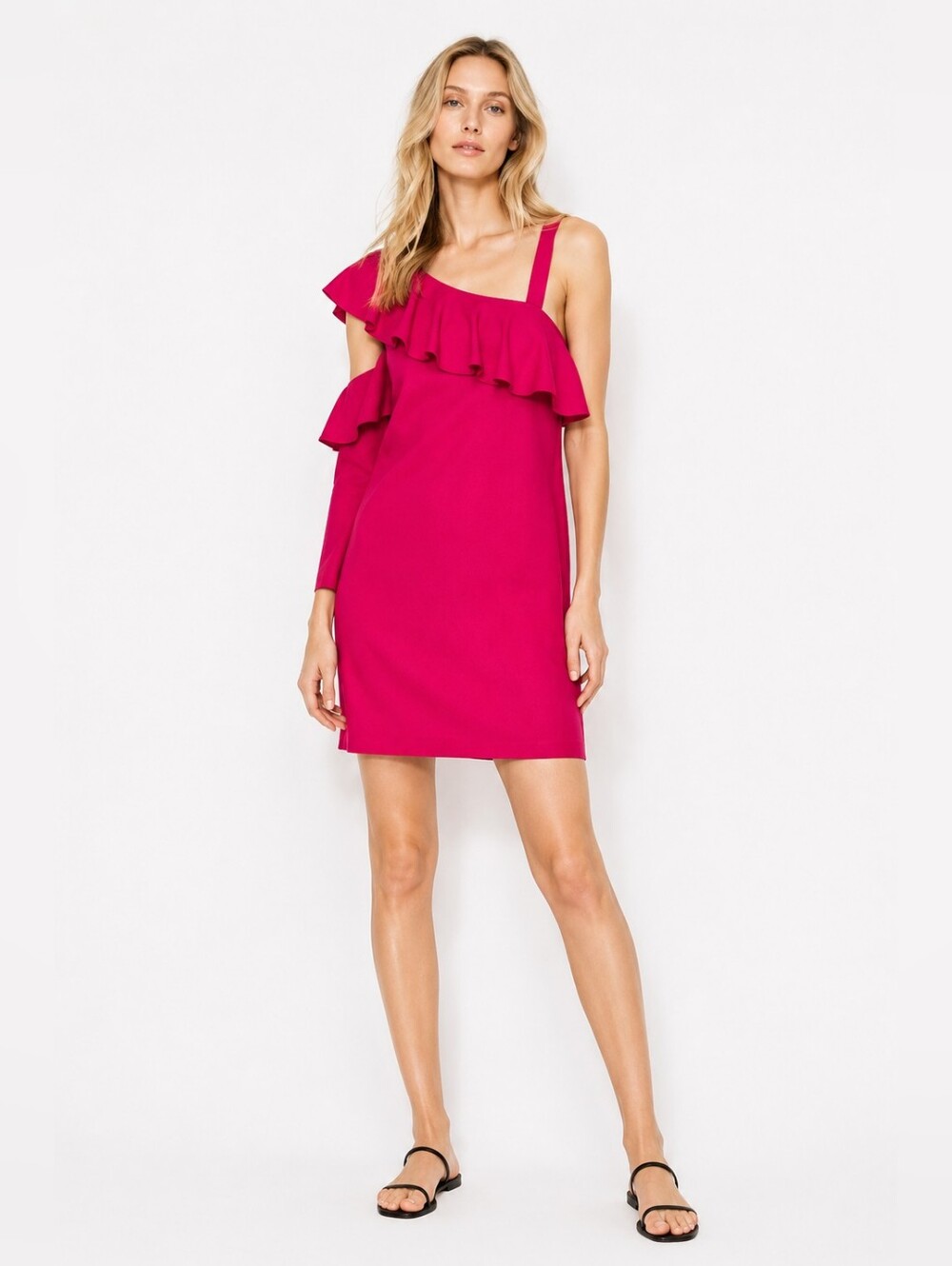 NWT Zara Size M Pink Ruffles Mini Dress